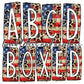 American Flag Leopard Print Rustic Box Doodle Letters, Western Hand Drawn Doodle Alphabet Set, Sublimation Designs PNG - 2 PATTERN