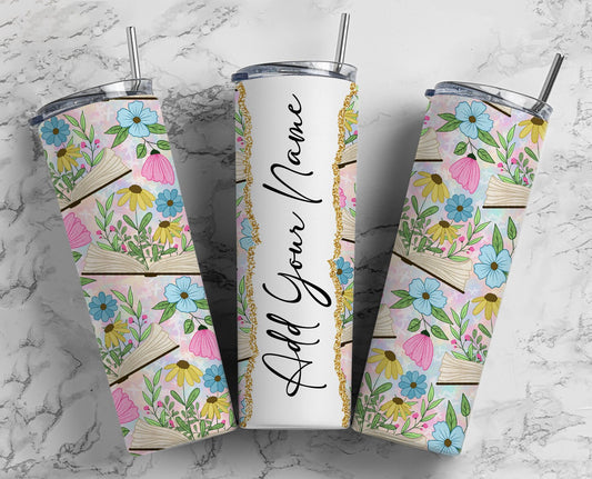 Book Lover Add Your Own Text Name Monogram Sublimation Tumbler Designs Wrap - 20oz Skinny Tumbler Wraps Templates - PNG 46 PATTERN