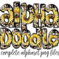 Sunflower Country Western Doodle letters, Hand Drawn Doodle Alpha Bundle, Sublimation Font PNG, Patterned Numbers & Alphabet,