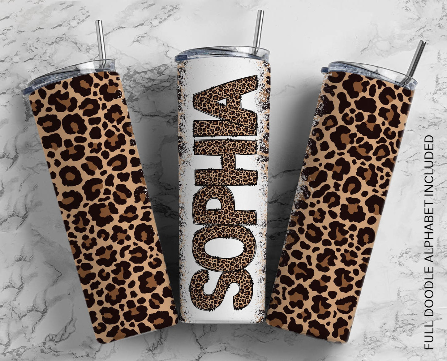 Brown Leopard Print Seamless Add Your Own Text, Seamless Tumbler, 20oz Seamless Tumbler Designs, tumbler png, Skinny Seamless Tumbler