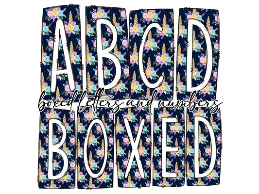 Unicorn Box Doodle Letters, Western Hand Drawn Doodle Alphabet Set, Sublimation Designs PNG - 2190