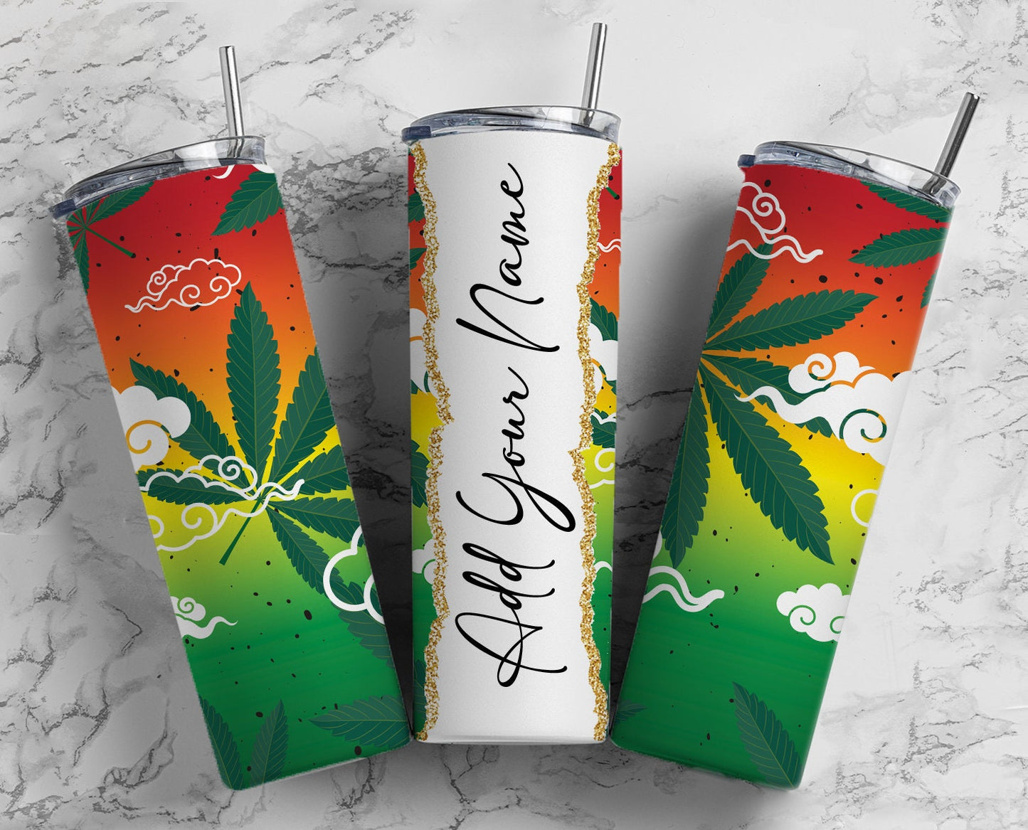 Weed 420 Add Your Own Text Name Monogram Sublimation Tumbler Designs Floral - 20oz Skinny Tumbler Wraps Templates - PNG 7 PATTERN