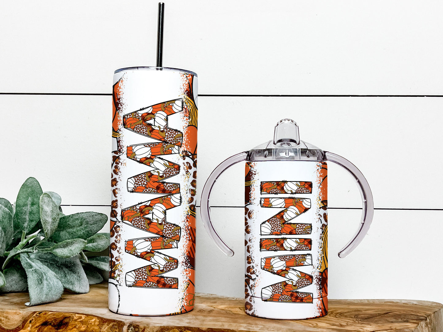 Thanksgiving Mama and Mini Tumblers Sublimation Designs, Mother Daughter Tumbler Wrap Fall Pumpkin AutimnDESIGN 105