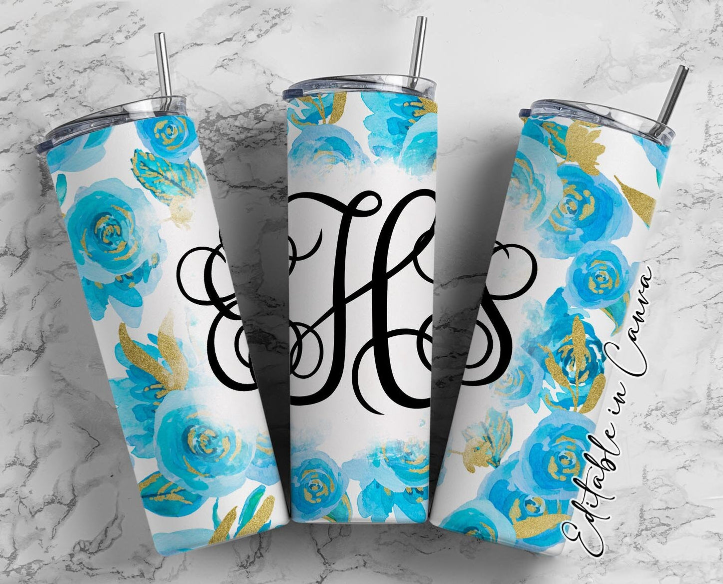 EDITABLE eal Monogram 20oz Straight Tumbler Wrap Designs, Make Your Own Custom Peronalized Design, Easy Canva Tempalte