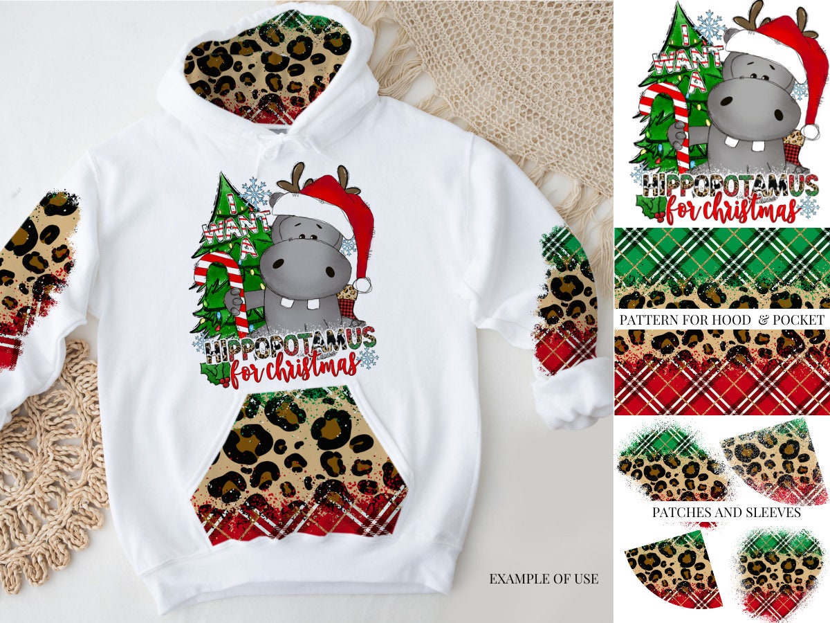 I Want a Hippopotamus for Christmas Png, Sublimation Graphics, Christmas Hippo Designs Png, Bleach Patches Pattern