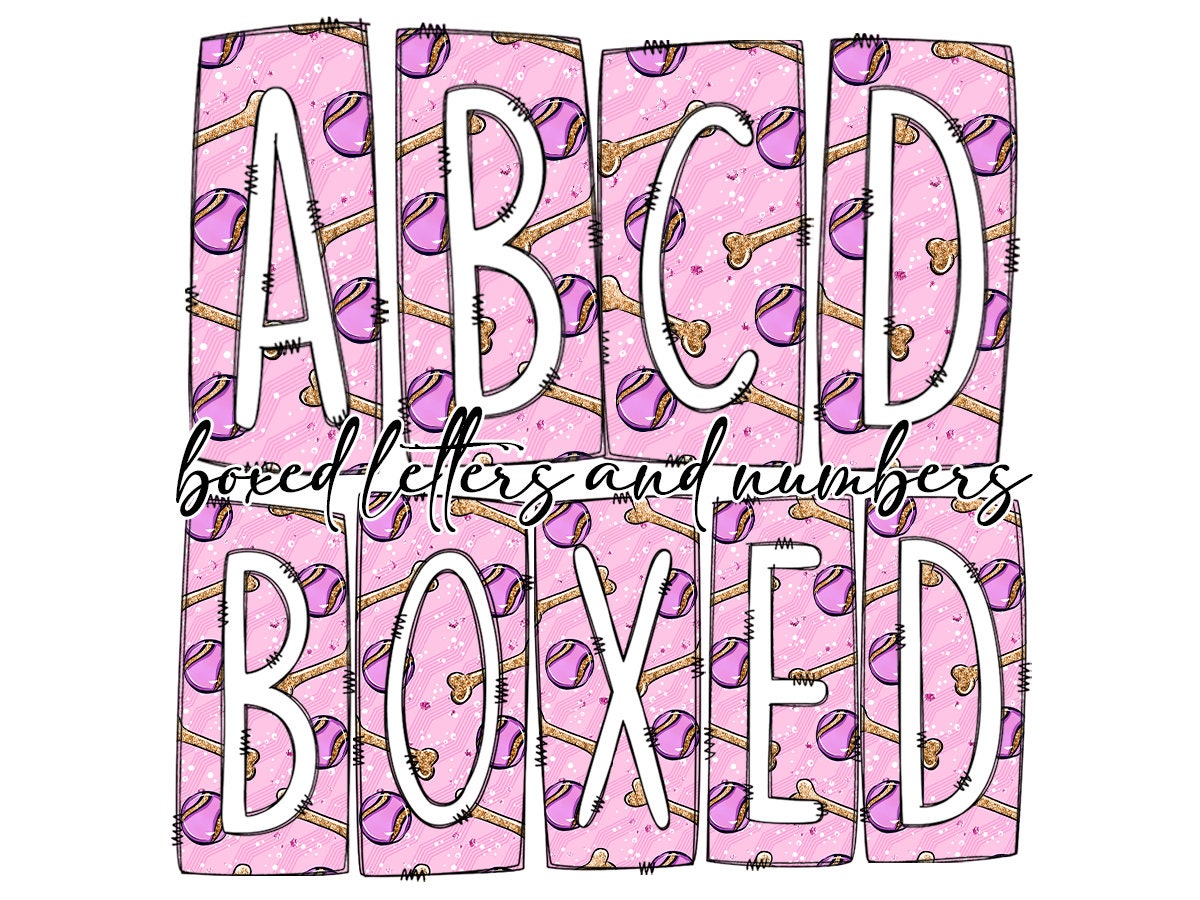 Dog Lover Puppy Box Doodle Letters, Western Hand Drawn Doodle Alphabet Set, Sublimation Designs PNG - 227