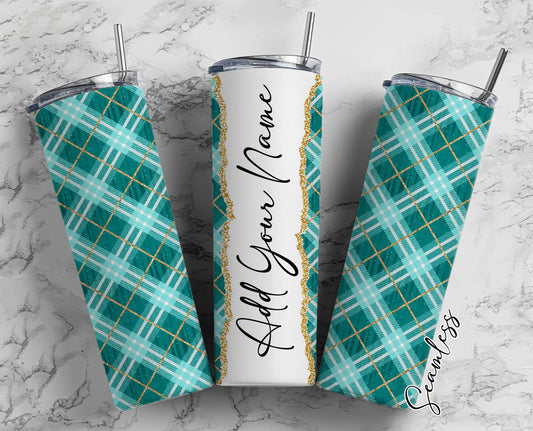 Plaid Seamless Add Your Own Name, 20oz Sublimation Tumbler Designs, Skinny Tumbler Wraps Template - 515