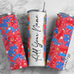 Red And Blue Background Add Your Own Name, 20oz Sublimation Tumbler Designs, Skinny Tumbler Wraps Template - 538