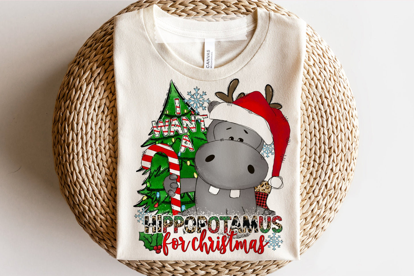 I Want a Hippopotamus for Christmas Png, Sublimation Graphics, Christmas Hippo Designs Png, MOCKUPS INCLUDED