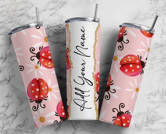 Lady Bug Summer Add Your Own Text Name Monogram Sublimation Tumbler Designs Floral - 20oz Skinny Tumbler Wraps Templates - PNG 68 PATTERN