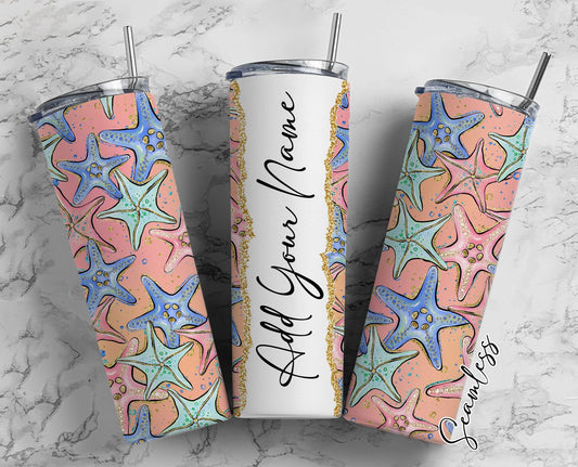 Star Fish Add Your Own Name, 20oz Sublimation Tumbler Designs, Skinny Tumbler Wraps Template - 1881