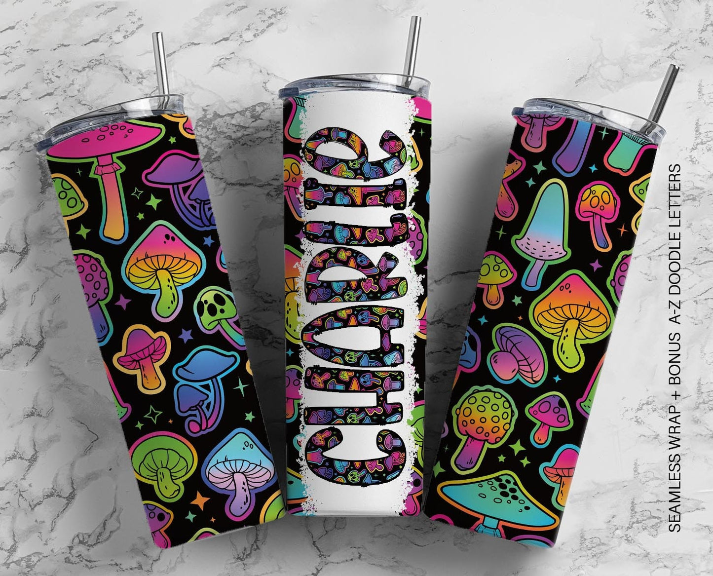 20oz Tumbler Wrap with Matching Doodle Letter Alphabet PNG DESIGN 60