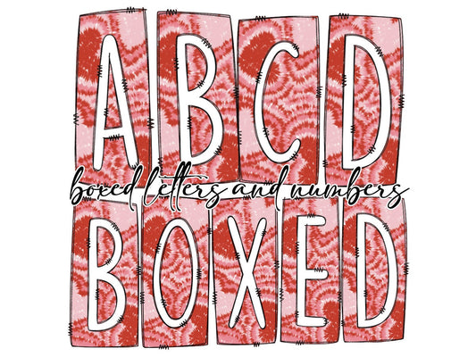 Tie Dye Pink Hearts Box Doodle Letters, Western Hand Drawn Doodle Alphabet Set, Sublimation Designs PNG - 105 PATTERN