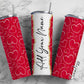 Red Hearts Valentine&#39;s Day Add Your Own Name, 20oz Sublimation Tumbler Designs, Skinny Tumbler Wraps Template - 1727