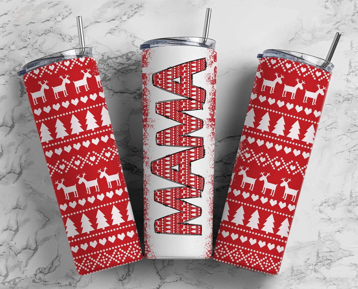 Ugly Sweater Christmas Mama Seamless 20oz Sublimation Tumbler, Straight Tumbler, Mama Tumbler, Seamless Tumbler, Mom Tumbler Wrap PNG