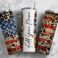 Leopard Print American Flag, US Flag Pattern, Add Your Own Name, 20oz Sublimation Tumbler Designs, Skinny Tumbler Wraps Template - 2 PATTERN