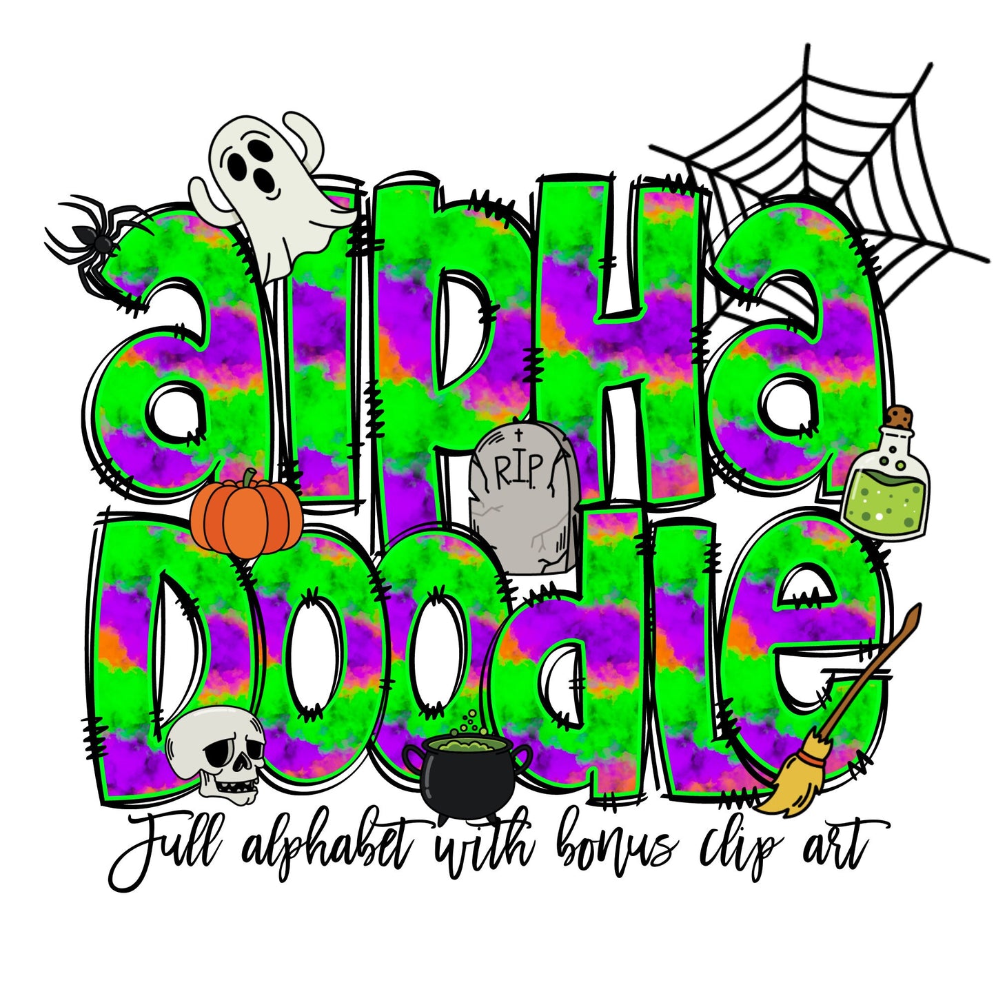 Halloween Doodle letters with Clip Art PNG Files, Make your own Name, Doodle Alpha Bundle, Halloween Clipart Alphabet Doodle Set PNG (2023-01-04 09.46.39)