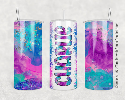 15oz Tumbler Wrap with Matching Doodle Letters, Hand drawn Alphabet, Kids Tumbler Sublimation PNG - Pattern 169