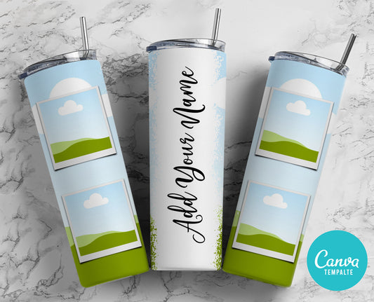 Add Your Own Photos & Background on CANVA Drag and Drop Photo 20oz Straight Tumbler PNG Editable Canva Frame Designs with Commercial Use