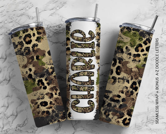 20oz Tumbler Wrap with Matching Doodle Letter Alphabet PNG DESIGN 63