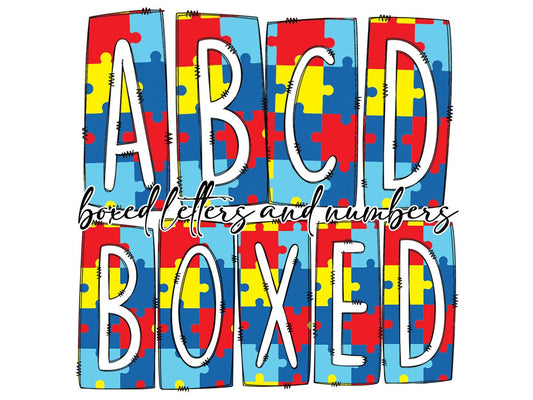 Autism Box Doodle Letters, Western Hand Drawn Doodle Alphabet Set, Sublimation Designs PNG - 82 PATTERN