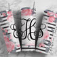 EDITABLE Striped Floral Monogram 20oz Straight Tumbler Wrap Designs, Make Your Own Custom Peronalized Design, Flowers Easy Canva Tempalte