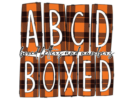 Orange Plaid Box Doodle Letters, Western Hand Drawn Doodle Alphabet Set, Sublimation Designs PNG - 247 PATTERN