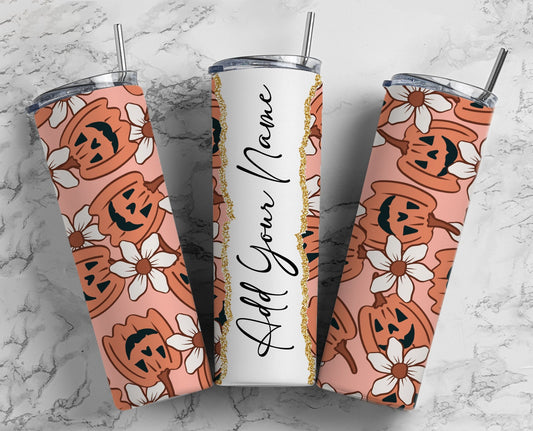 Halloween Pumpkins Add Your Own Text Name Monogram Sublimation Tumbler Designs Wrap - 20oz Skinny Tumbler Wraps Templates - PNG 53 PATTERN