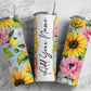 Floral Sunflowers Add Your Own Text Name Monogram Sublimation Tumbler Designs Wrap - 20oz Skinny Tumbler Wraps Templates - PNG 3 PATTERN