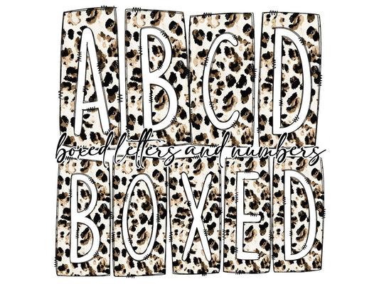 Watercolor Leopard Box Doodle Letters, Western Hand Drawn Doodle Alphabet Set, Cheetah Sublimation Designs PNG - 282 PATTERN