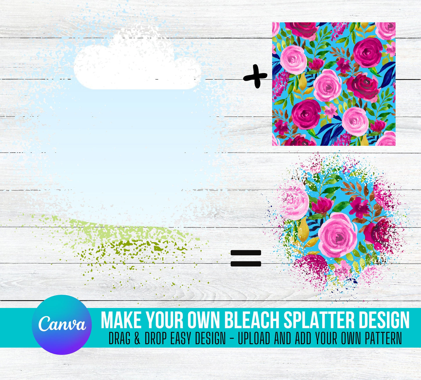 Add Your Own Pattern Splatter, Create Digital Design Elements CANVA, Easy Drag and Drop Photo or Patterns, Editable Canva Frame Designs