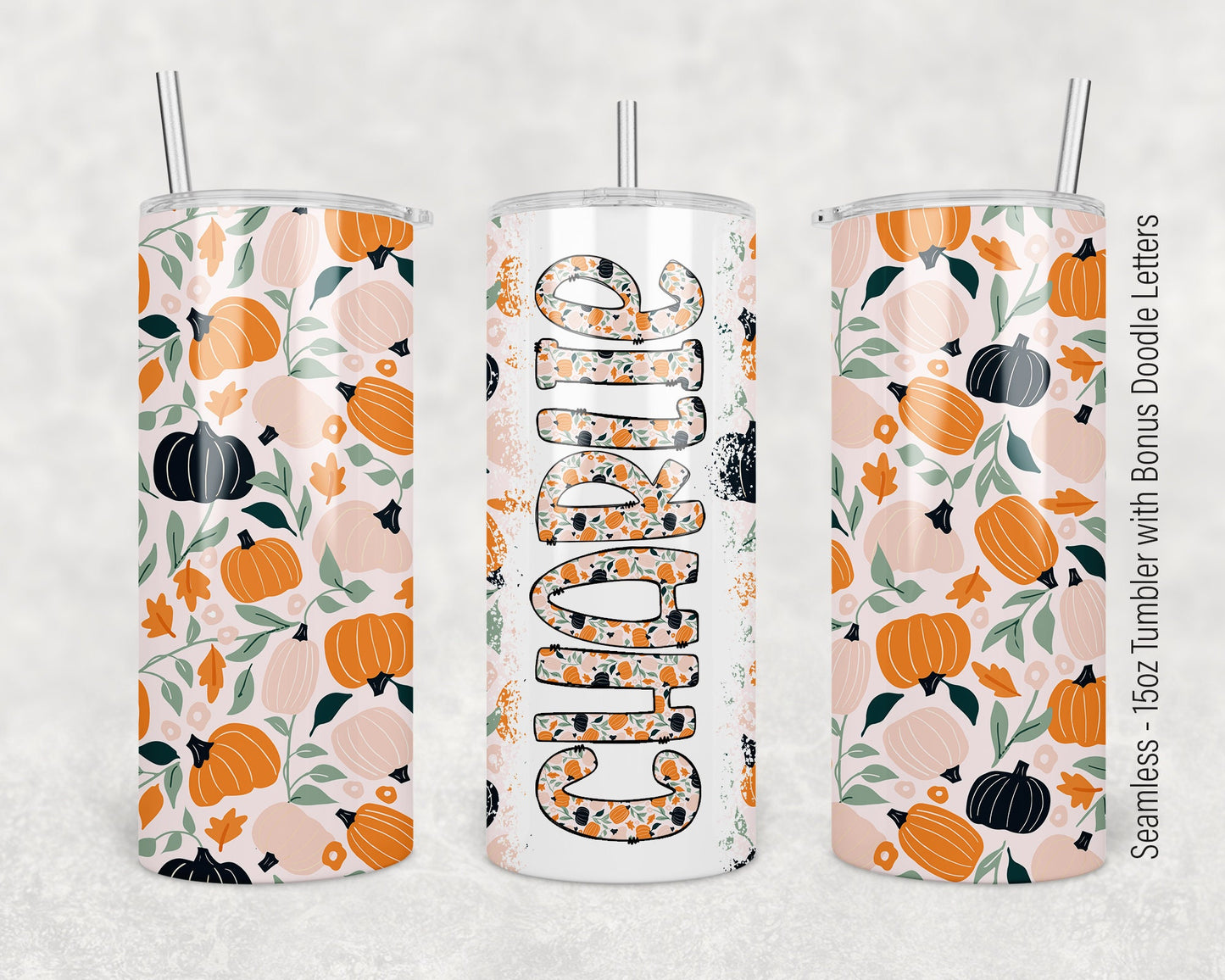 15oz Tumbler Wrap with Matching Doodle Letters, Hand drawn Alphabet, Kids Tumbler Sublimation PNG - Pattern 115