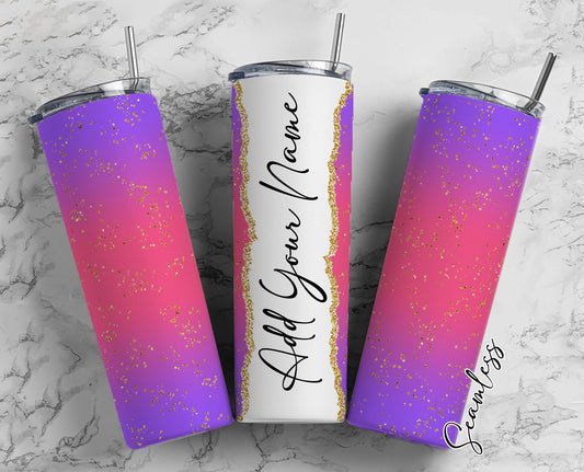 Pink And Purple Ombre, Ombre Design, Gradient Pink Add Your Own Name, 20oz Sublimation Tumbler Designs, Skinny Tumbler Wraps Template - 806