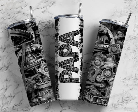 Engine Mechanic Papa Sublimation Tumbler Designs Fathers Day - Dad 20oz Skinny Tumbler Wraps Templates - PNG