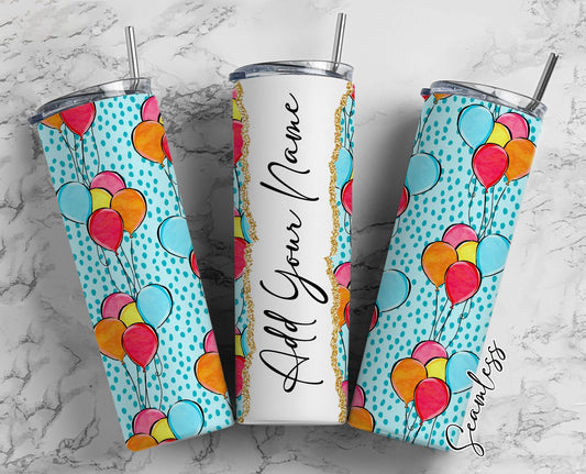 Balloons Seamless Add Your Own Name, 20oz Sublimation Tumbler Designs, Skinny Tumbler Wraps Template - 1594