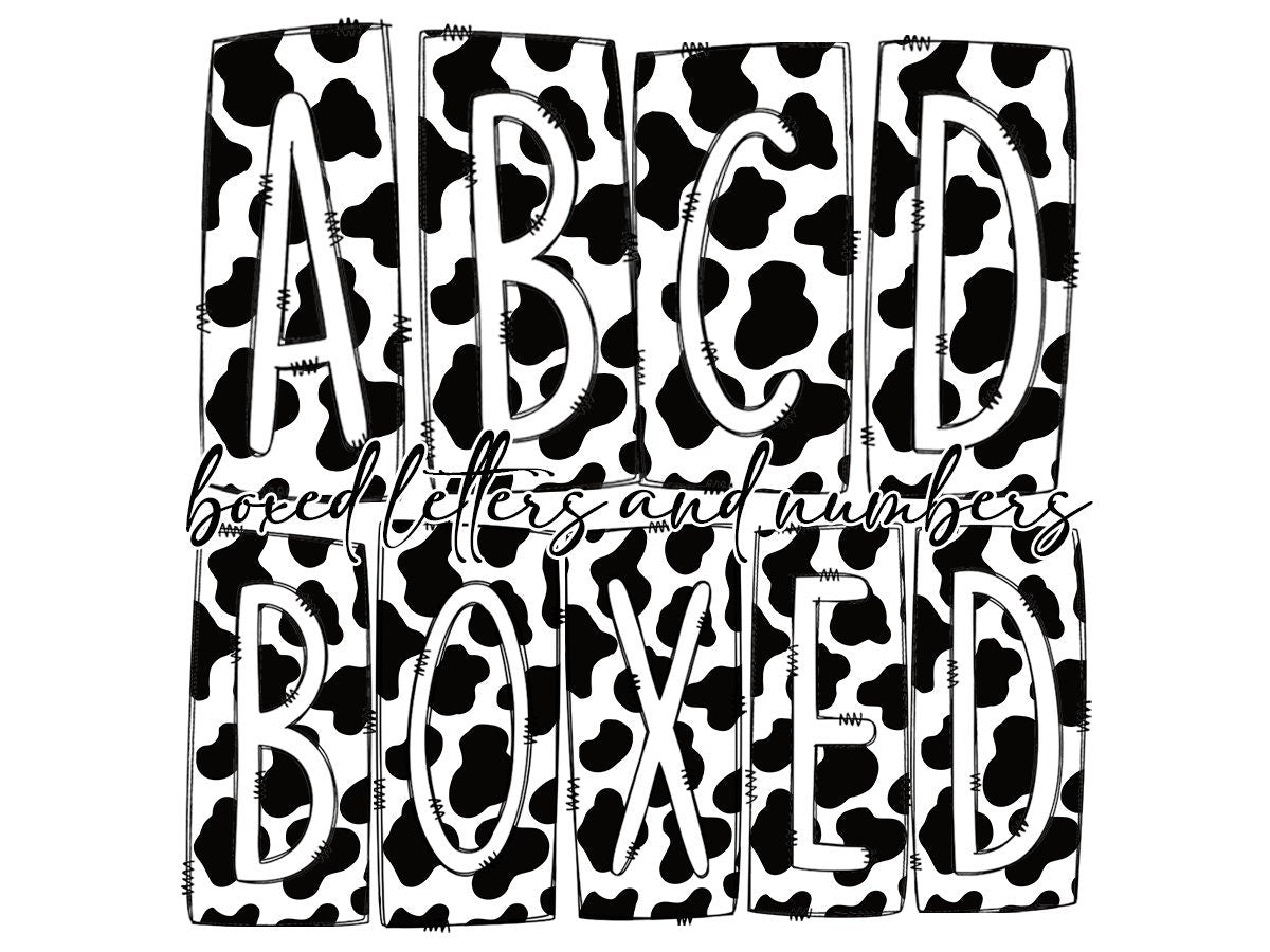 Cowhide Box Doodle Letters, Western Hand Drawn Doodle Alphabet Set, Sublimation Designs PNG - 331 PATTERN