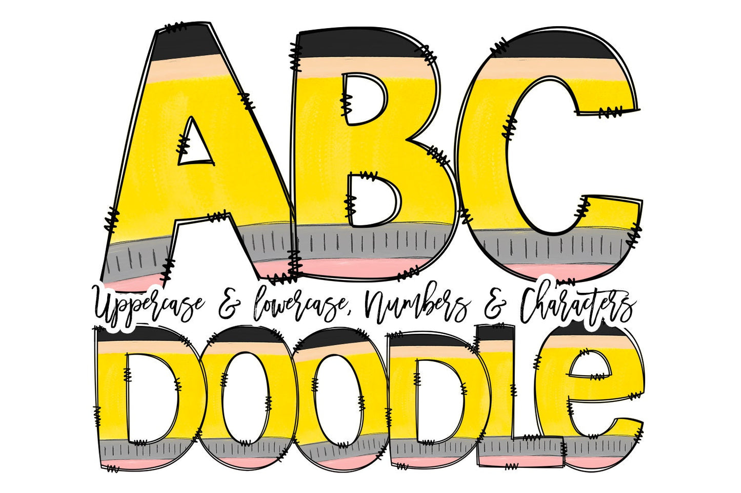 Teacher Doodle letters, Back to School, Pencil Hand Drawn Doodle Alpha Bundle Patterned Numbers & Alphabet Doodle Set Sublimation Font PNG, (2023-01-04 07.33.07)