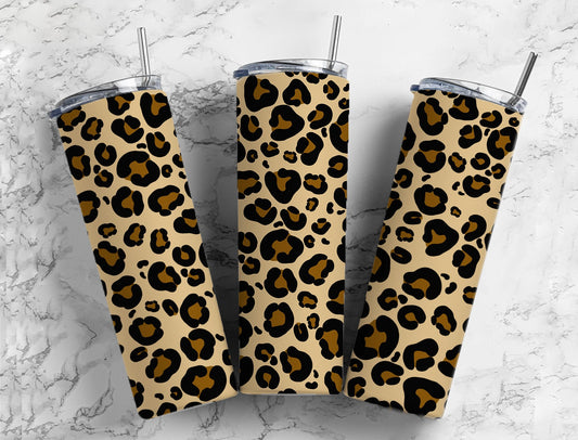 Brown Leopard Cheetah Sublimation Tumbler Designs, png for sublimation, tumbler png designs, 20oz Straight tumbler wrap bundle