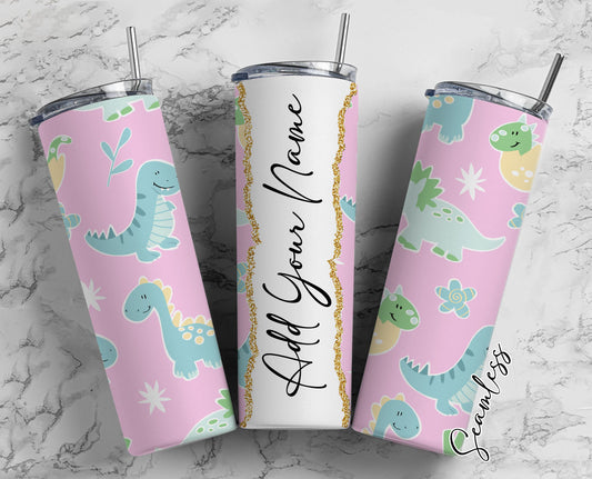 Dino Pattern, Dinosaur, Cute Dino, Dino Kid Add Your Own Name, 20oz Sublimation Tumbler Designs, Skinny Tumbler Wraps Template - 627 PATTERN