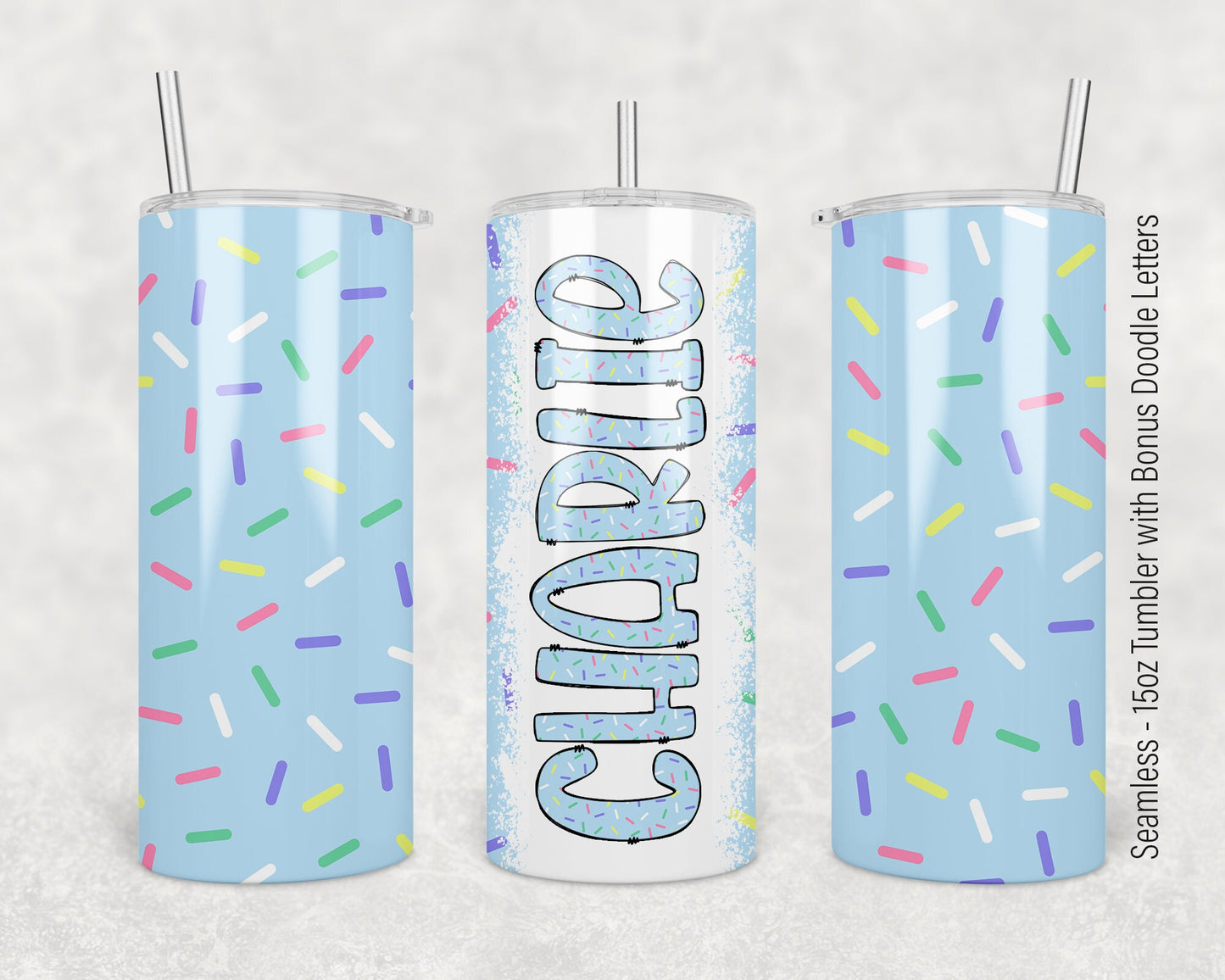 15oz Tumbler Wrap with Matching Doodle Letters, Hand drawn Alphabet, Kids Tumbler Sublimation PNG - Pattern 173