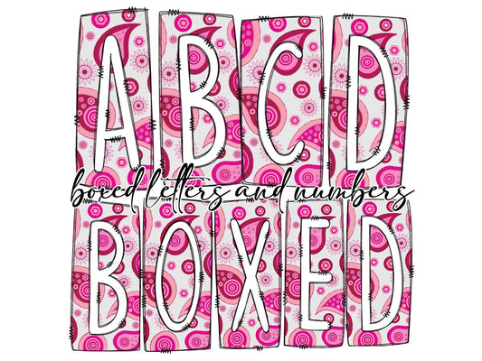 Pink Cow hide Cow Print Box Doodle Letters, Western Hand Drawn Doodle Alphabet Set, Sublimation Designs PNG - 209 PATTERN