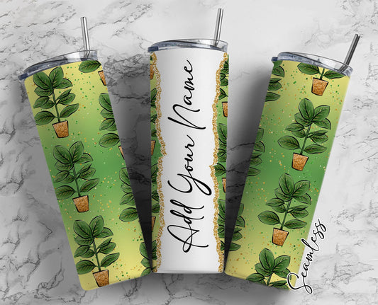 Plant Design, Plant Pattern, Plant Seamless Add Your Own Name, 20oz Sublimation Tumbler Designs, Skinny Tumbler Wraps Template - 1562