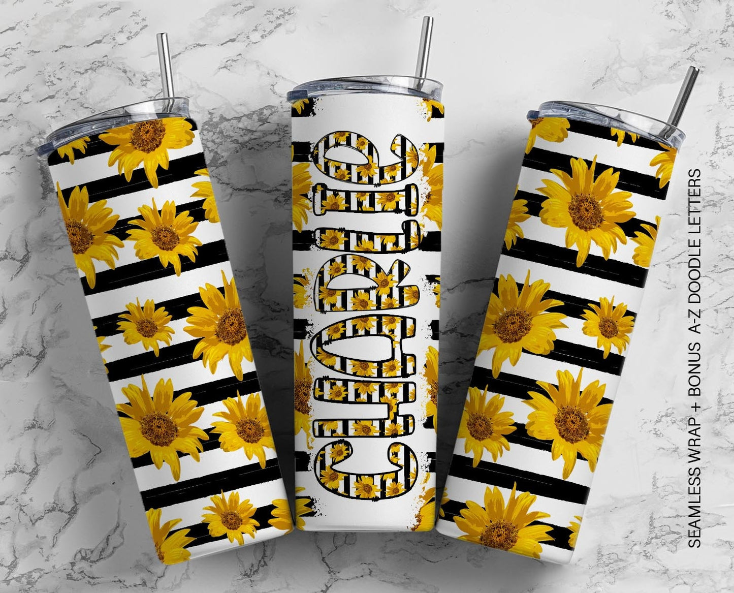 20oz Tumbler Wrap with Matching Doodle Letter Alphabet PNG DESIGN 71