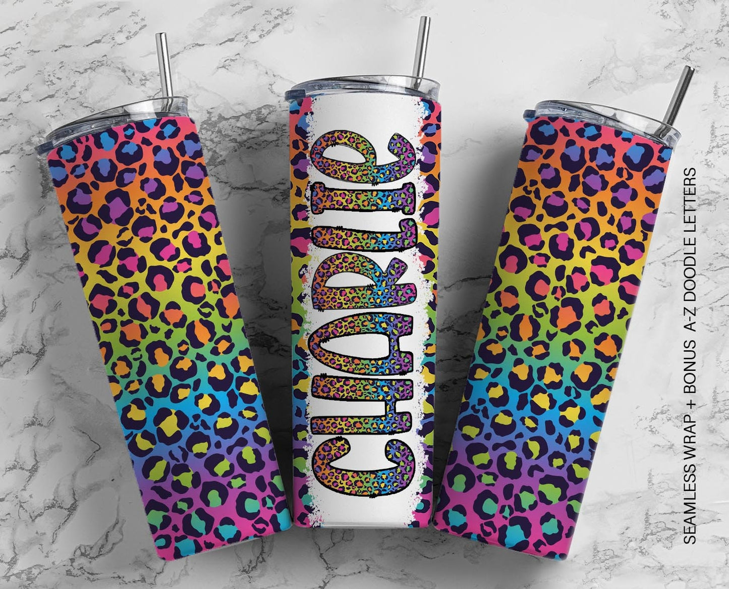 20oz Tumbler Wrap with Matching Doodle Letter Alphabet PNG DESIGN 65