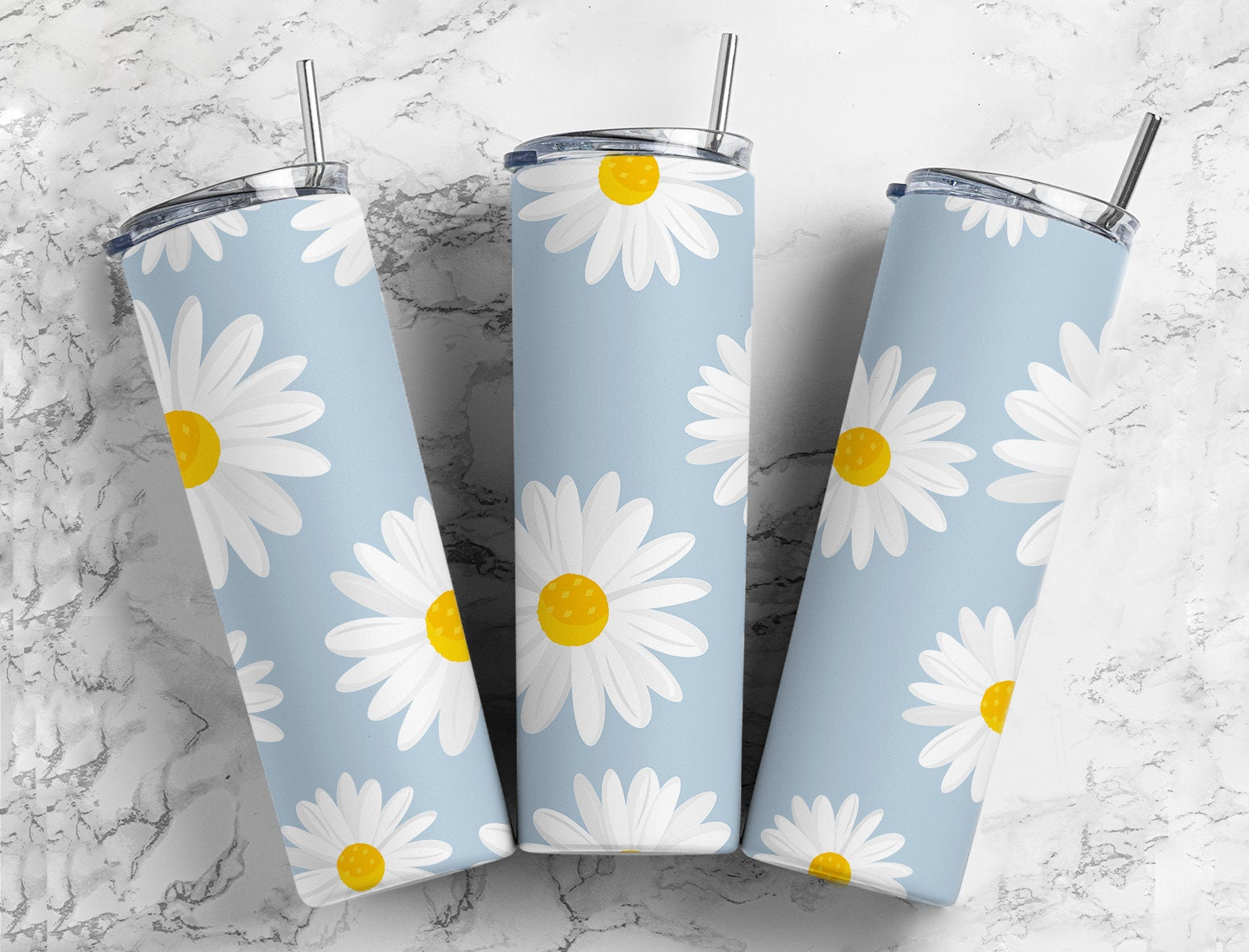 Tumbler sublimation design with daisy