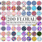 200+ Floral Car Coaster Bundle, Watercolor Flowers Design, Air Freshener, Keyring Round Sublimation Designs, Car Coaster Template PNG