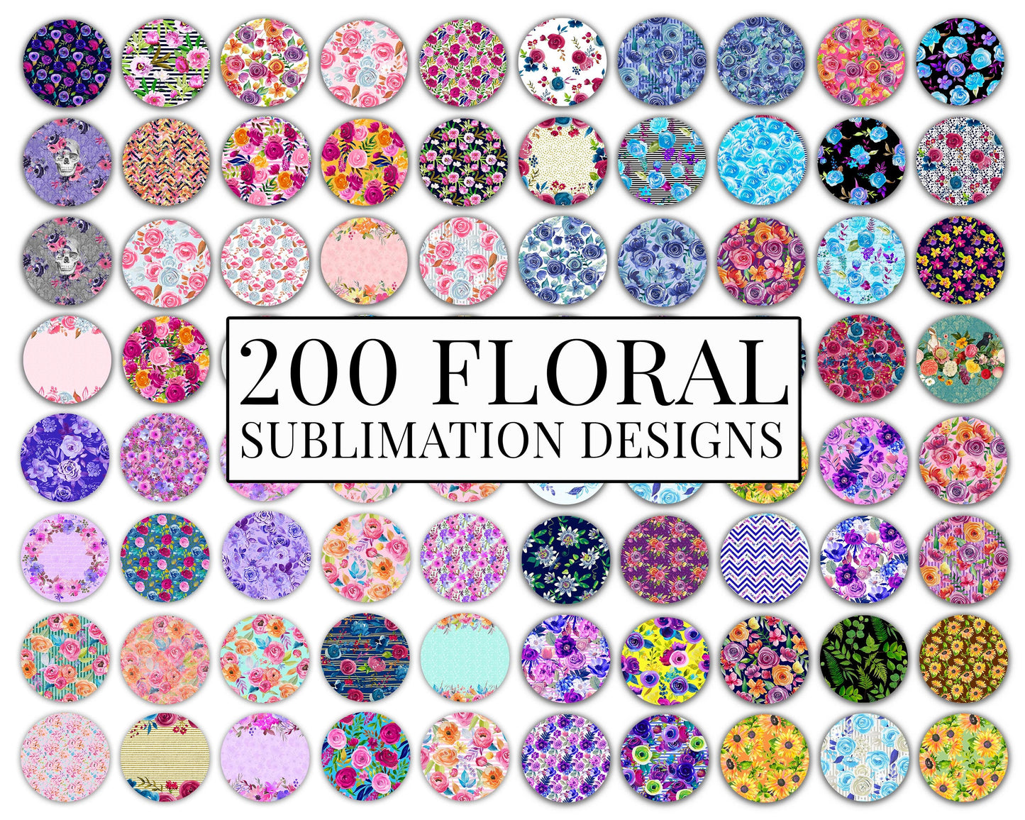 200+ Floral Car Coaster Bundle, Watercolor Flowers Design, Air Freshener, Keyring Round Sublimation Designs, Car Coaster Template PNG