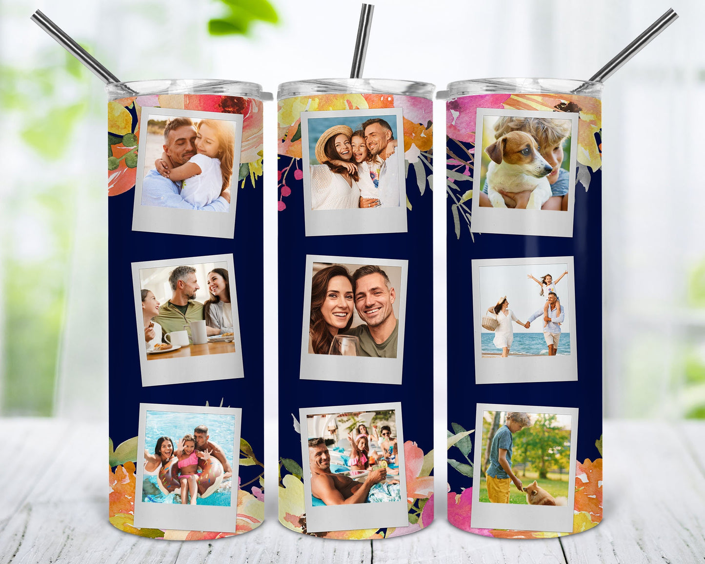 500+ Add Your Own Photo 20oz Tumbler Designs, Floral Glitter Watercolor Sublimation Tumbler Design - 20oz Straight Tumbler Template - PNG