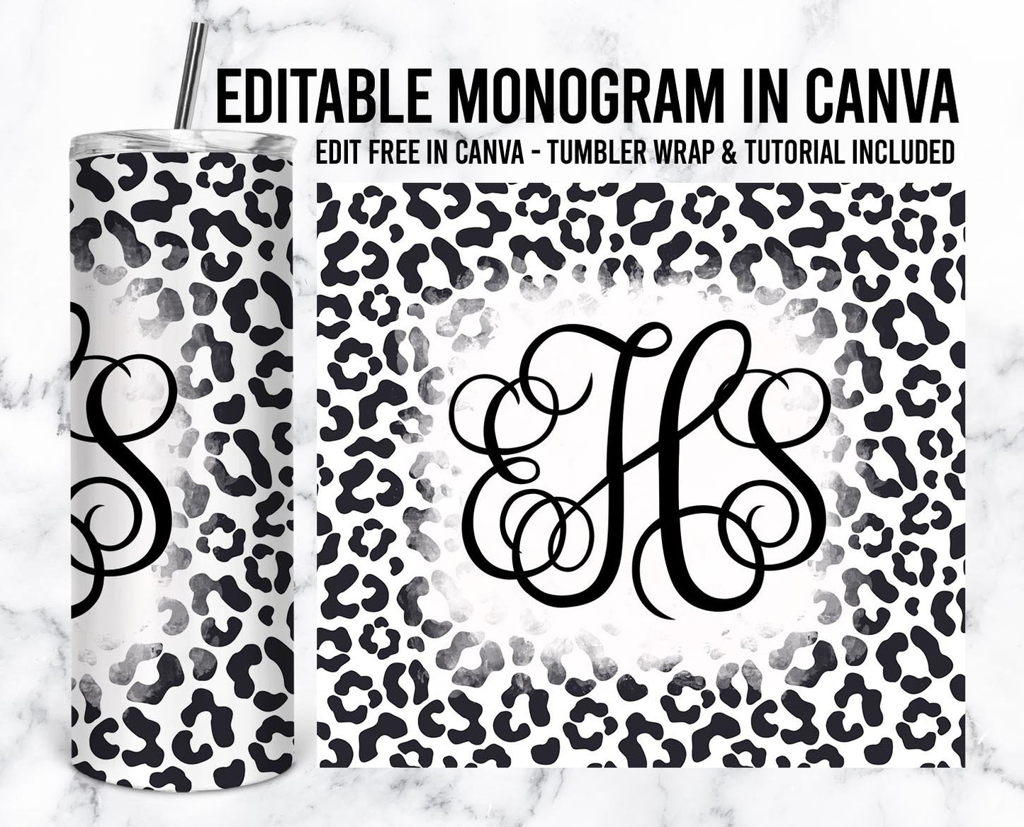 EDITABLE Cheetah Monogram 20oz Straight Tumbler Wrap Designs, Make Your Own Custom Peronalized Design, Easy Canva Tempalte (2023-01-04 10.00.44)