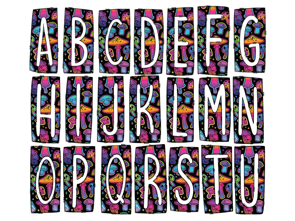 Mushroom Box Doodle Letters, Western Hand Drawn Doodle Alphabet Set, Sublimation Designs PNG - 313 PATTERN